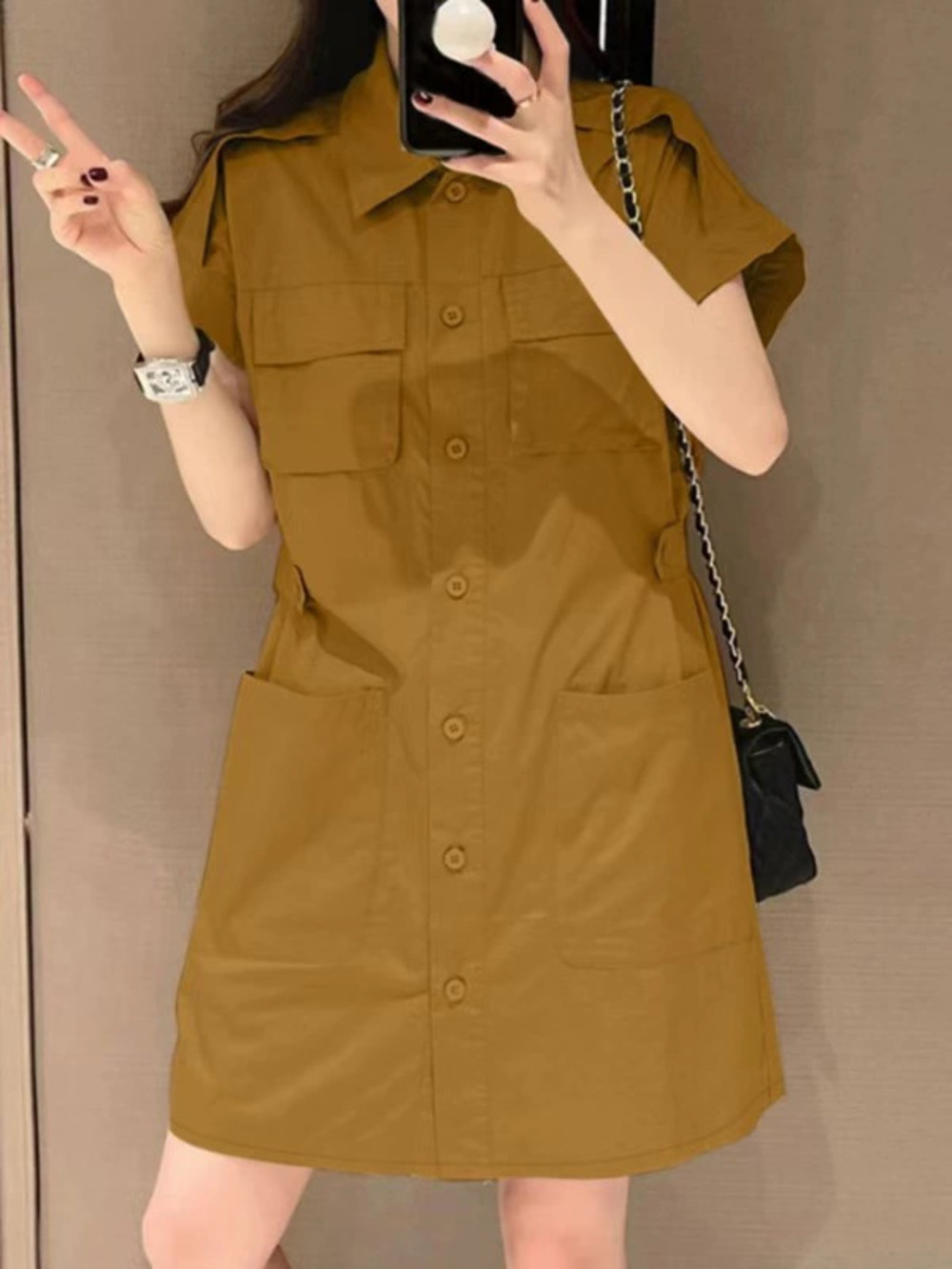 ZARA Stylish Summer Minimalist Utility Straight Shirt Dress